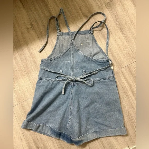 Express Vintage Light Blue Denim Overalls - Shorts - Picture 2 of 3